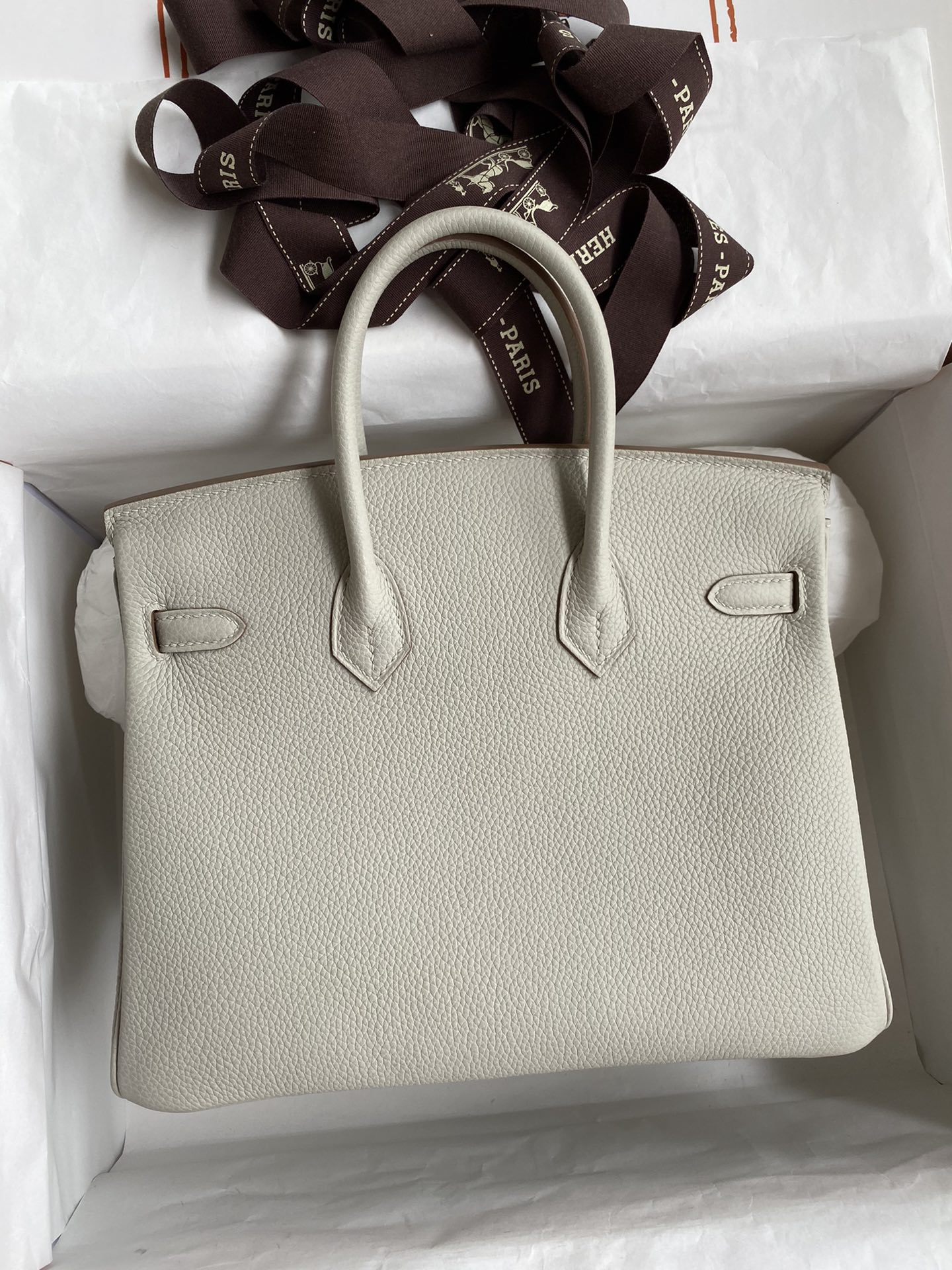 Hermes Birkin 25CM Togo Leather Handbag Blanc